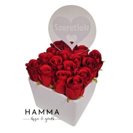 Rózsabox "Szeretlek" táblával